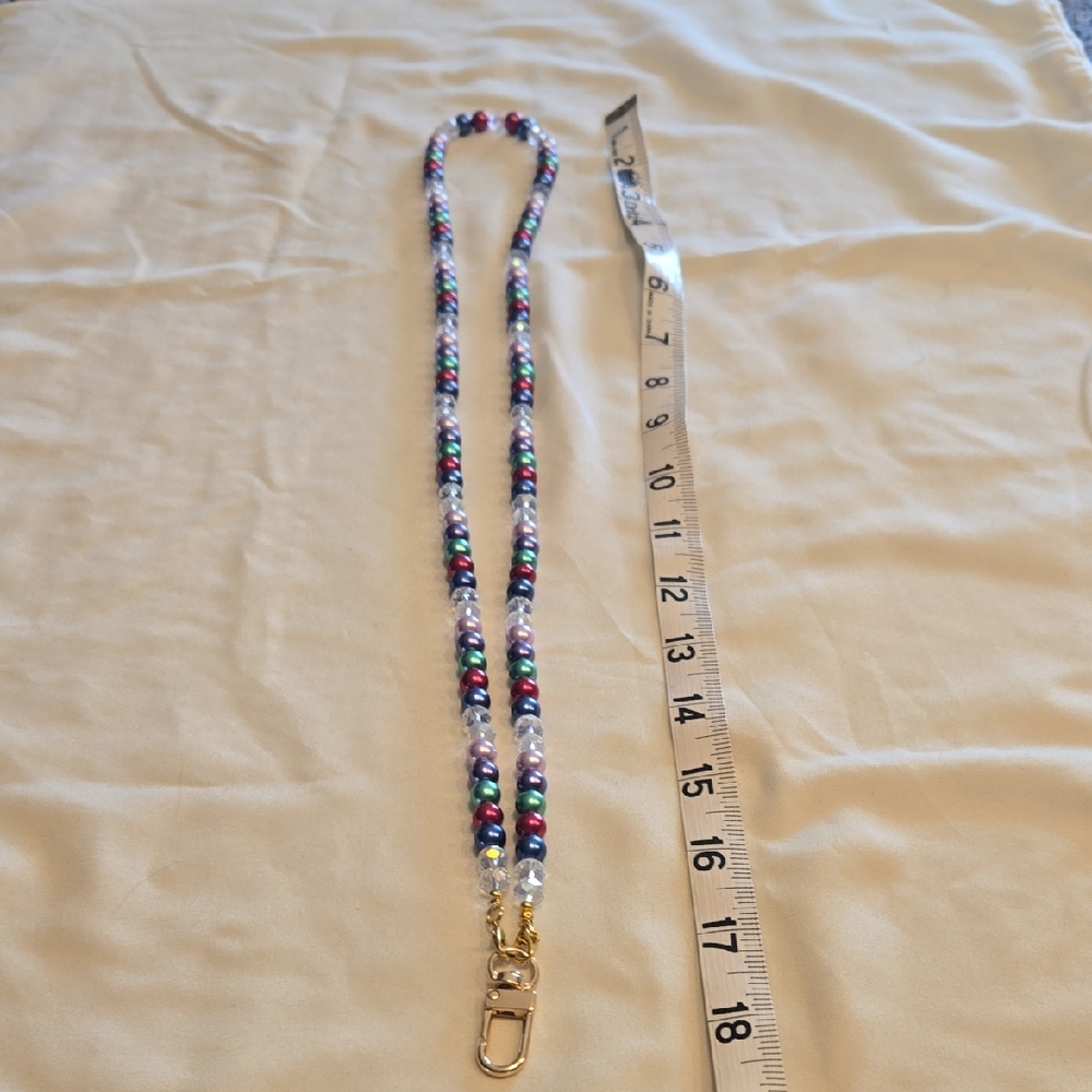 Colorful Beaded Lanyard with Gold Clip